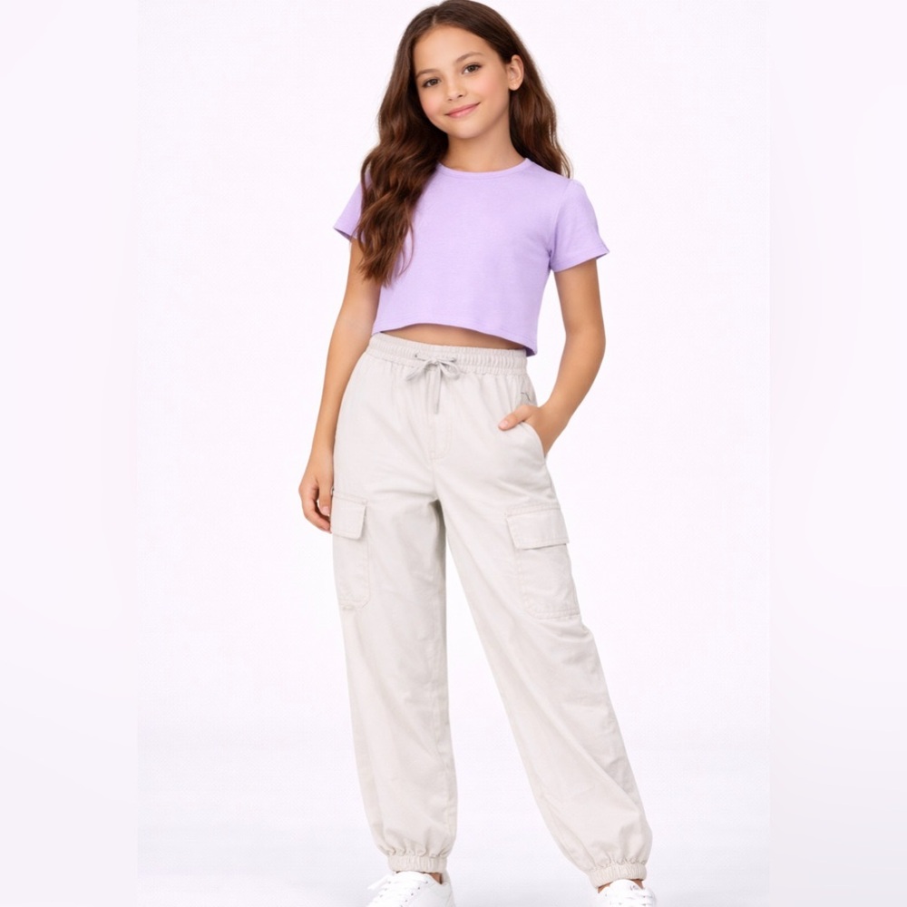 Cargo Jogger Pants Girls Size M (8) Nylon Elastic Waist New(A254)&✨